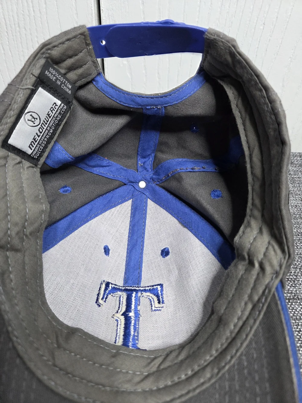 Melonwear Texas Rangers Gray Blue Adjustable Baseball Hat Athleisure